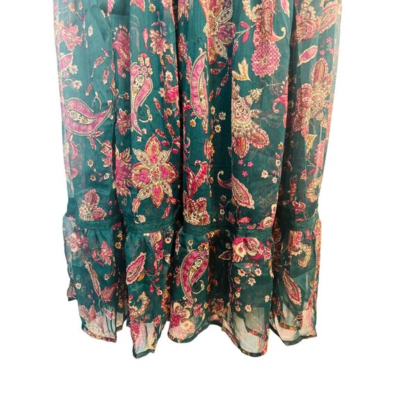 Bohemian Forest Green Large Paisley Maxi Dress Band Of The Free Floral Print NWT - Picture 11 of 15